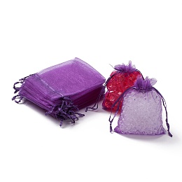 Honeyhandy Organza Gift Bags with Drawstring, Jewelry Pouches, Wedding Party Christmas Favor Gift Bags, Blue Violet, 12x9cm