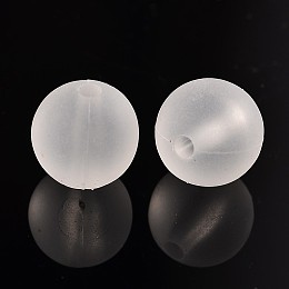 Honeyhandy Transparent Acrylic Beads Mix, Round, Frosted, Clear, 12mm, Hole: 2mm, about 500pcs/500g
