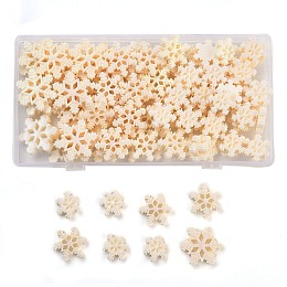 Olycraft 100Pcs 3 Styles Opaque Resin Decoden Cabochons, Christmas Snowflake, PapayaWhip, 18~27x16.5~24x5mm