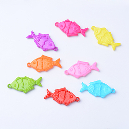 Honeyhandy Opaque Acrylic Pendants, Fish, Mixed Color, 44x23x5mm, Hole: 2.5mm, about 217pcs/500g