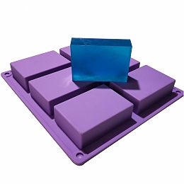 Honeyhandy DIY Soap Silicone Molds, for Handmade Soap Making, 6 Cavities, Rectangle, Purple, 226x207x28mm, Inner Diameter: 80x55x25mm