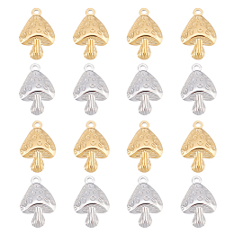 UNICRAFTALE 16Pcs 2 Colors 304 Stainless Steel Pendants Mushroom Charm Golden Charms Small Hole Charms Hole 1.8mm for Braclet Necklace Earring Jewelry Making Real Gold Plated and Stainless Steel Color