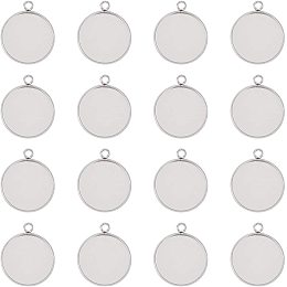 UNICRAFTALE 30pcs 20mm Stainless Steel Pendant Cabochon Settings Flat Round Blank Bezel Pendant Trays for DIY Earring Necklace Jewelry Making 27x22x2mm Hole 3mm