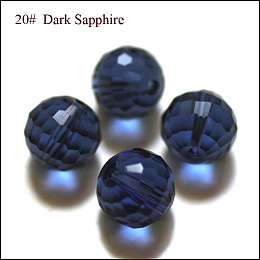 Honeyhandy Imitation Austrian Crystal Beads, Grade AAA, Faceted, Round, Dark Blue, 6mm, Hole: 0.7~0.9mm