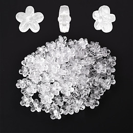 Honeyhandy 100Pcs Transparent Acrylic Beads, Flower, Clear, 15x16x8mm, Hole: 1.8mm, about 100pcs/bag