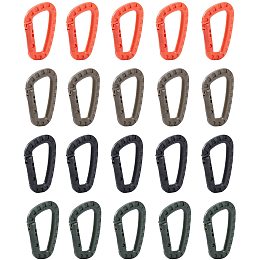 SUPERFINDINGS 20Pcs 4 Colors D-Ring Locking Hanging Hook Tactical Link 3.3x0.4inch Plastic Carabiners Climbing D Rings Utility Hooks Backpack Hanging Buckle for Outdoor Camping Hiking