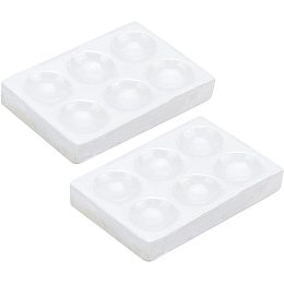 OLYCRAFT 2Pcs Depressions Porcelain Spot Plate 6 Wells White Porcelain Spotting Reaction Plate for Laboratory Experiment Chemical Testing