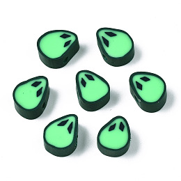 Honeyhandy Handmade Polymer Clay Beads, Saucer Man/Alien, Light Green, 9~10.5x8x4.5~5mm, Hole: 1.6mm