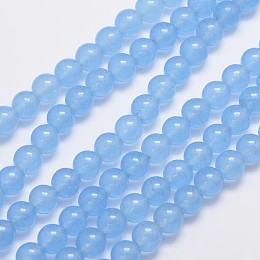 Honeyhandy Natural & Dyed Malaysia Jade Bead Strands, Round, Light Sky Blue, 8mm, Hole: 1.0mm, about 48pcs/strand, 15 inch