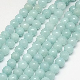 Honeyhandy Natural Yellow Jade Beads Strands, Dyed, Round, Azure, 4mm, Hole: 1mm, about 95pcs/strand, 15.75 inch