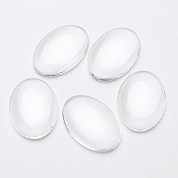 Honeyhandy Transparent Oval Glass Cabochons, Clear, 30x20x6mm