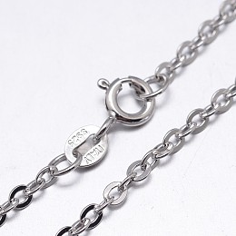 Honeyhandy Sterling Silver Cable Chains Necklaces, with Spring Ring Clasps, Platinum, 20 inch, 1.3mm