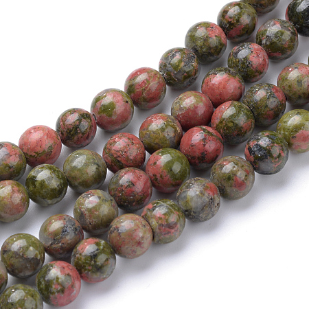 ARRICRAFT Natural Unakite Bead Strands, Round, 6mm, Hole: 1mm, about 65pcs/strand, 15.7 inches