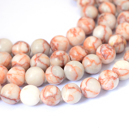 ARRICRAFT Natural Red Netstone Round Bead Strands, 8~8.5mm, Hole: 1mm, about 47pcs/strand, 15.5 inches