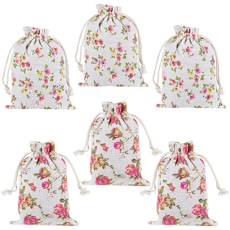 GORGECRAFT 16PCS 2 Styles Rose Drawstring Bags Flower Gift Pouches Reusable Presents Bag Vintage Floral Goodies Bag Floral Presents Treat Goodie Sacks Candy Pouch for Mother's Day Holiday Wedding