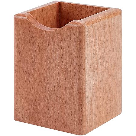 AHANDMAKER Natural Wood Desk Pen Holder, Natural Grain Wood Desktop Pen & Pencil Holder Cups, Large Square Design Wooden Pen and Pencil Cup for Collecting Pens, Pencils and Small Things