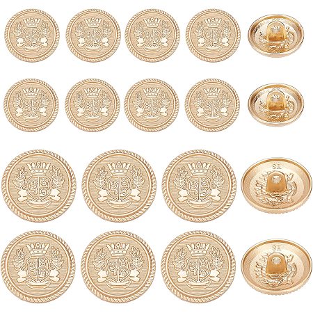 OLYCRAFT 80Pcs Metal Blazer Buttons Crown Badge Brass Flat Round Buttons 15mm 20mm Antique Suits Button Set for Blazer, Suits, Coats, Uniform and Jacket - Matte Rose Gold