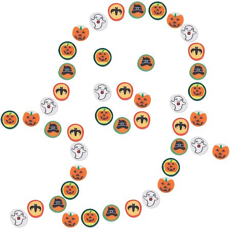 SUNNYCLUE 1 Box 200Pcs 5 Styles Halloween Cabochons Resin Ornaments Ghost Pumpkin Bat Cap Flat Back Scrapbook Embellishment Charms for DIY Brooch Earring Decoration Mobile Phone Case Accessories