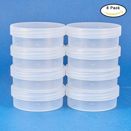 BENECREAT 8 Pack Round Frosted Plastic Bead Storage Containers Box Case  with Flip - Up Lids for Items, Pills, Herbs, Tiny Bead, Jewelry Findings,  and Other Small Items - 2.63x1 Inches 