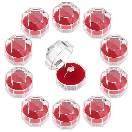 CHGCRAFT 40Pcs Red Transparent Plastic Ring Boxes Crystal Earrings Jewelry Storage Boxes with Foam for Storing Rings Jewelry Earrings Wedding Proposal Valentine's Day, 1.5×1.5 Inch