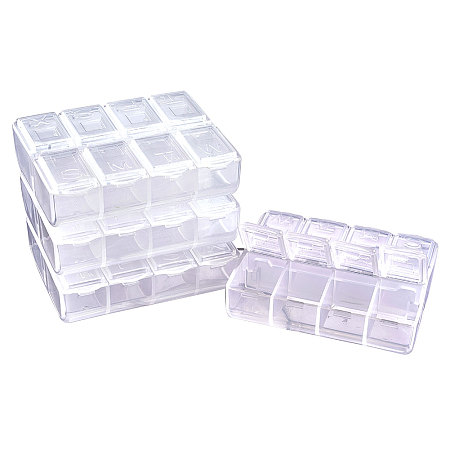 PandaHall Elite 8 Pack 8 Grids Jewelry Dividers Box Organizer Clear Plastic Bead Case Storage Container for Beads, Jewelry, Nail Art, Small Items Craft Findings 7.5x6x2.2cm, Compartment: 2.5x1.7cm