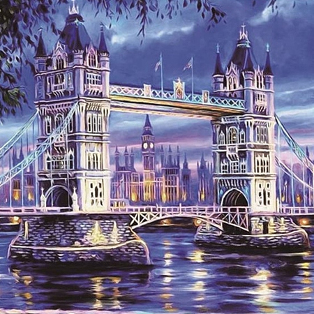Honeyhandy DIY Rectangle Tower Bridge Diamond Painting Kits, Including Canvas, Resin Rhinestones, Diamond Sticky Pen, Tray Plate and Glue Clay, Tower Bridge, London, 400x300mm