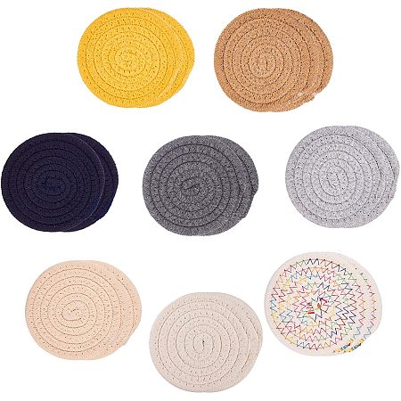 NBEADS 16 Pcs 8 Colors Braided Cup Coasters, Cotton Round Woven Coasters Hot Pads Mats for Kitchen Dinner Table (4.6