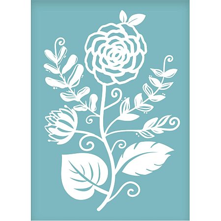 OLYCRAFT Self-Adhesive Silk Screen Printing Stencil Flower Reusable Pattern Stencils for Painting on Wood Fabric T-Shirt Wall and Home Decorations