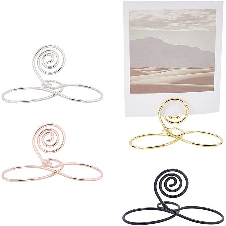 AHANDMAKER 4Pcs 4 Color Iron Table Number Card Clip, Pictures Card Paper Menu Clip, Message Note Photo Stand Holder for Wedding Home Party Festival Decoration