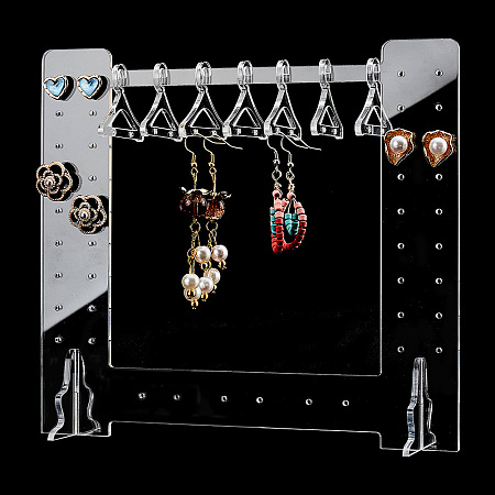 PandaHall Elite 66 Holes Earring Coat Rack, Acrylic Earring Holder Rack Jewelry Stand Dispaly Earring Hanger Organizer for Women Earrings Merch Store Small Business Display, Blue, 7.8X1.9X7.4