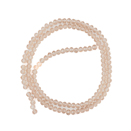 Honeyhandy Glass Beads Strands, Faceted, Rondelle, Tan, 4x3mm, Hole: 0.9mm, about 123~127pcs/strand, 16.5~16.9 inch(42~43cm)