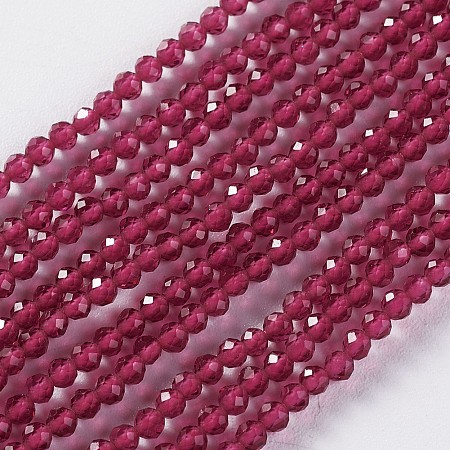 ARRICRAFT Glass Beads Strands, Faceted, Round, Pale Violet Red, 2x2mm, Hole: 0.4mm, about 193~197pcs/strand, 14.17 inches~15.51 inches(36~39.4cm)
