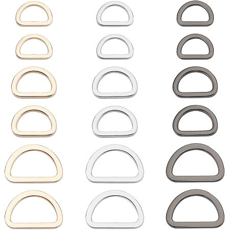 ARRICRAFT 3 Sizes D Ring Buckles, D-Shaped Purse Loop, (0.8/1/1.3inch) Metal D-Rings Webbing Buckle for Bag Belt Nylon Strap Sewing Webbing Craft DIY Accessories