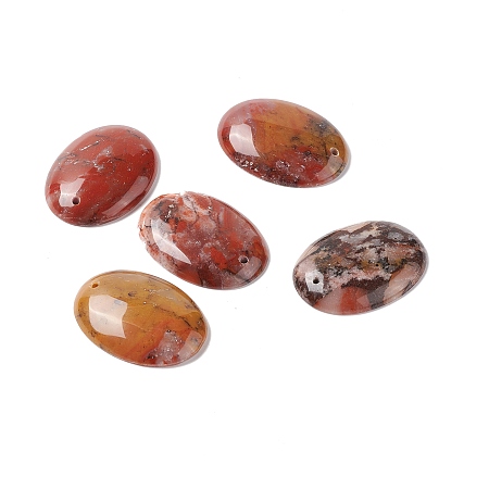 Honeyhandy Natural Morocco Agate Pendants, Oval, 37.5~40x28~29.5x6~7mm, Hole: 1.8~2mm