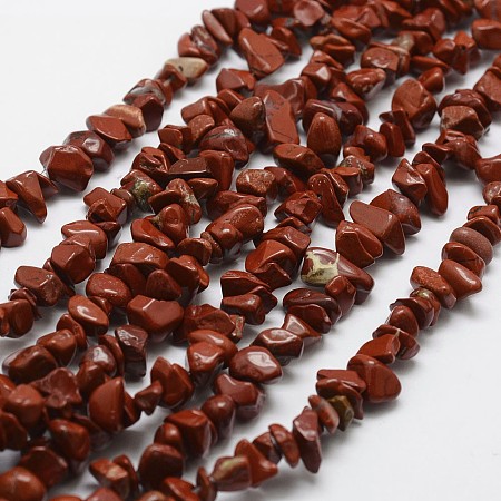 Honeyhandy Natural Red Jasper Beads Strands, Chip, Red, 3~5x7~13x2~4mm, Hole: 0.4mm, 34.9 inch