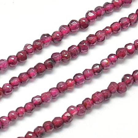 Honeyhandy Natural Garnet Beads Strands, Faceted, Round, Cerise, 2mm, Hole: 0.5mm