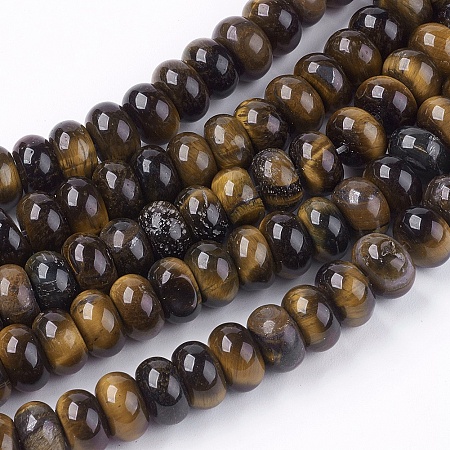 Honeyhandy Natural Gemstone Tiger Eye Stone Rondelle Beads Strands, Coffee, 8x5mm, Hole: 1mm, about 60~65pcs/strand, 15.7 inch