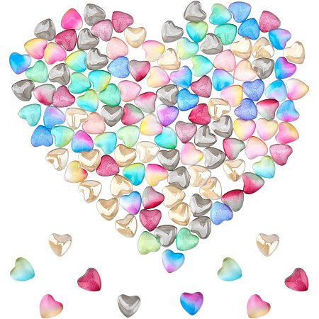 PandaHall Elite 120pcs Heart Cabochons, 8mm Love Heart Glass Cabochon Tiles Gradient Color Cabochon for Photo Cameo Pendant Jewelry Making Scrapbooking Table Scatter Thanksgiving Christmas 6 Colors