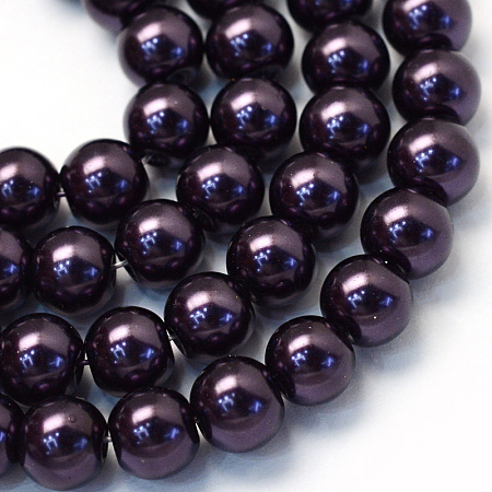Baking Painted Pearlized Glass Pearl Round Bead Strands, Coconut Brown, 4~5mm, Hole: 1mm; about 210pcs/strand, 31.4 inches