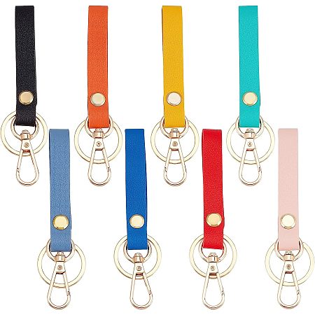 AHANDMAKER 8 Pieces Leather Keychain with Belt Loop Clip, Car Keychain, Imitation Leather Keychain Loop, Keychain Holders for Men and Women (8 Colors)