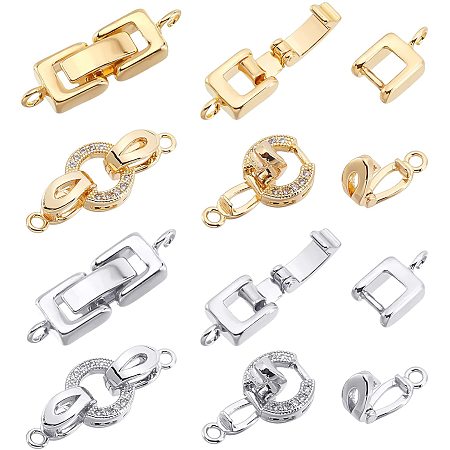 SUPERFINDINGS 8 Sets Brass Fold Over Clasps 2 Colors Fold Over Clasp Extender Bracelet Band Extender for Bracelet Necklace Jewelry Extender
