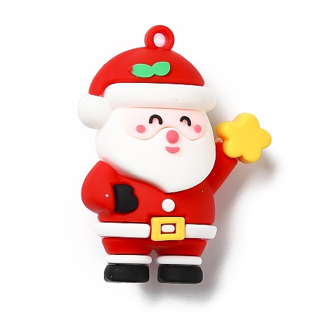 Honeyhandy PVC Plastic Big Pendants, Father Christmas, Red, 51.5x38x28.5mm, Hole: 3mm