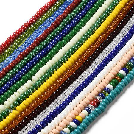 Handmade Lampwork Beads Strands, Rondelle, Mixed Color, 9~10x4.5~5mm, Hole: 2.5~3mm, about 68~71pcs/strand, 14.17~16.14 inch(36~41cm)