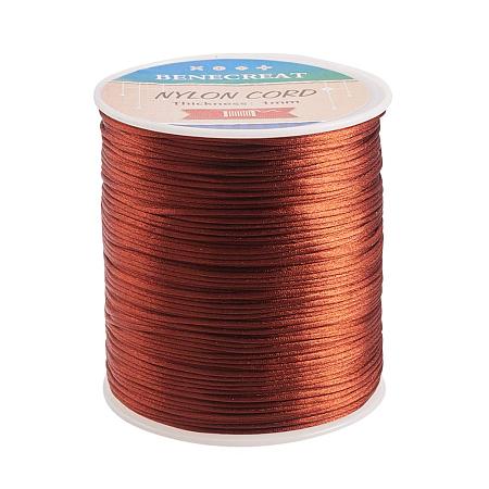 BENECREAT 1mm 200M (218 Yards) Nylon Satin Thread Rattail Trim Cord for Beading, Chinese Knot Macrame, Jewelry Making and Sewing - SaddleBrown