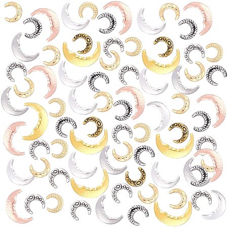 OLYCRAFT 144pcs Resin Fillers Crescent Moon Resin Charms Moon Alloy Cabochons Alloy Epoxy Resin Supplies Nail Art Decoration Epoxy Resin Filling Material Golden Sliver Antique Golden Silver