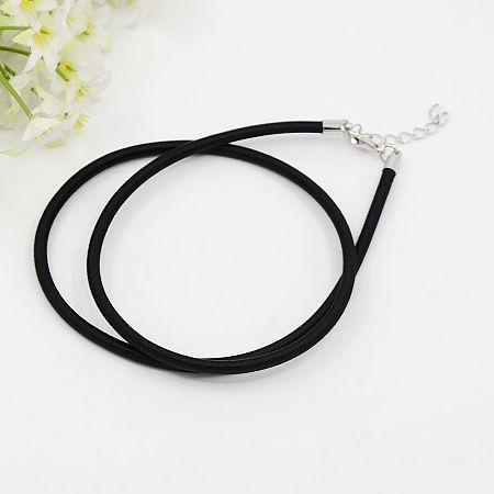 Honeyhandy Silk Cord Necklaces Making, with Brass Lobster Clasps, Platinum, Black, 17 inch~18 inch