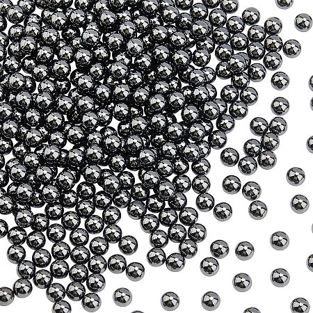 SUPERFINDINGS About 400pcs About 4mm Black Half Drilled ABS Plastic Imitation Pearl Beads Loose Imitated Pearlized Beads Faux Round Pearls with Half Holes for Earrings Stud Brooch Making