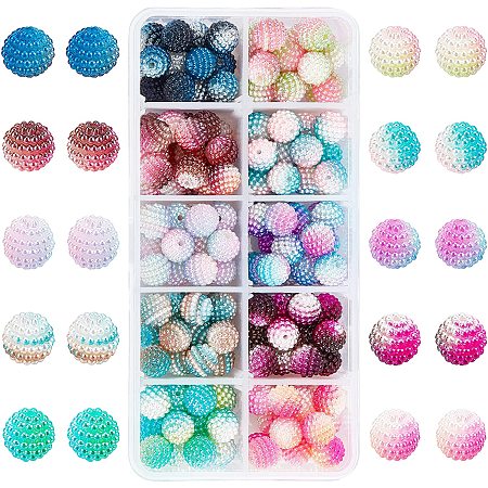 SUPERFINDINGS About 180Pcs 0.4Inch 10 Colors Imitation Pearl Beads Acrylic Berry Beads Round Combined Beads with 0.04Inch Hole for DIY Craft Jewelry Making