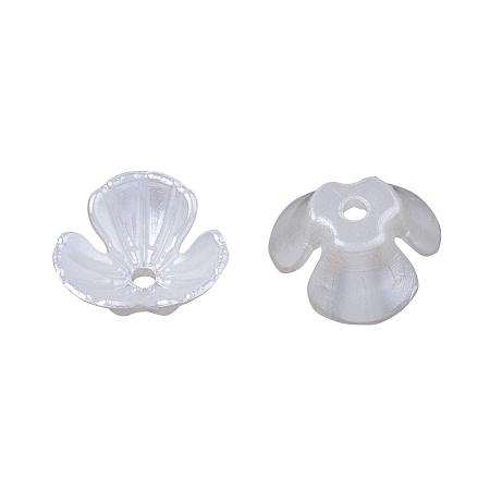 ARRICRAFT 3-Petal ABS Plastic Imitation Pearl Bead Caps, Flower, Ivory, 10.5x11x5mm, Hole: 1.5mm