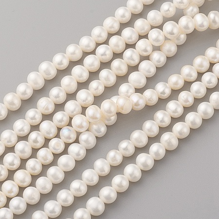 ARRICRAFT Natural Cultured Freshwater Pearl Beads Strands, Grade AAA, Round, Old Lace, 6~7x5.5~6mm, Hole: 0.5mm, about 62pcs/strand, 14.7~14.9 inches(37.5~38cm)
